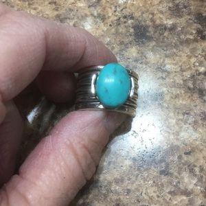 Premier Designs silver and turquoise ring Sz 8.